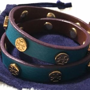 Tory Burch double wrap leather bracelet
